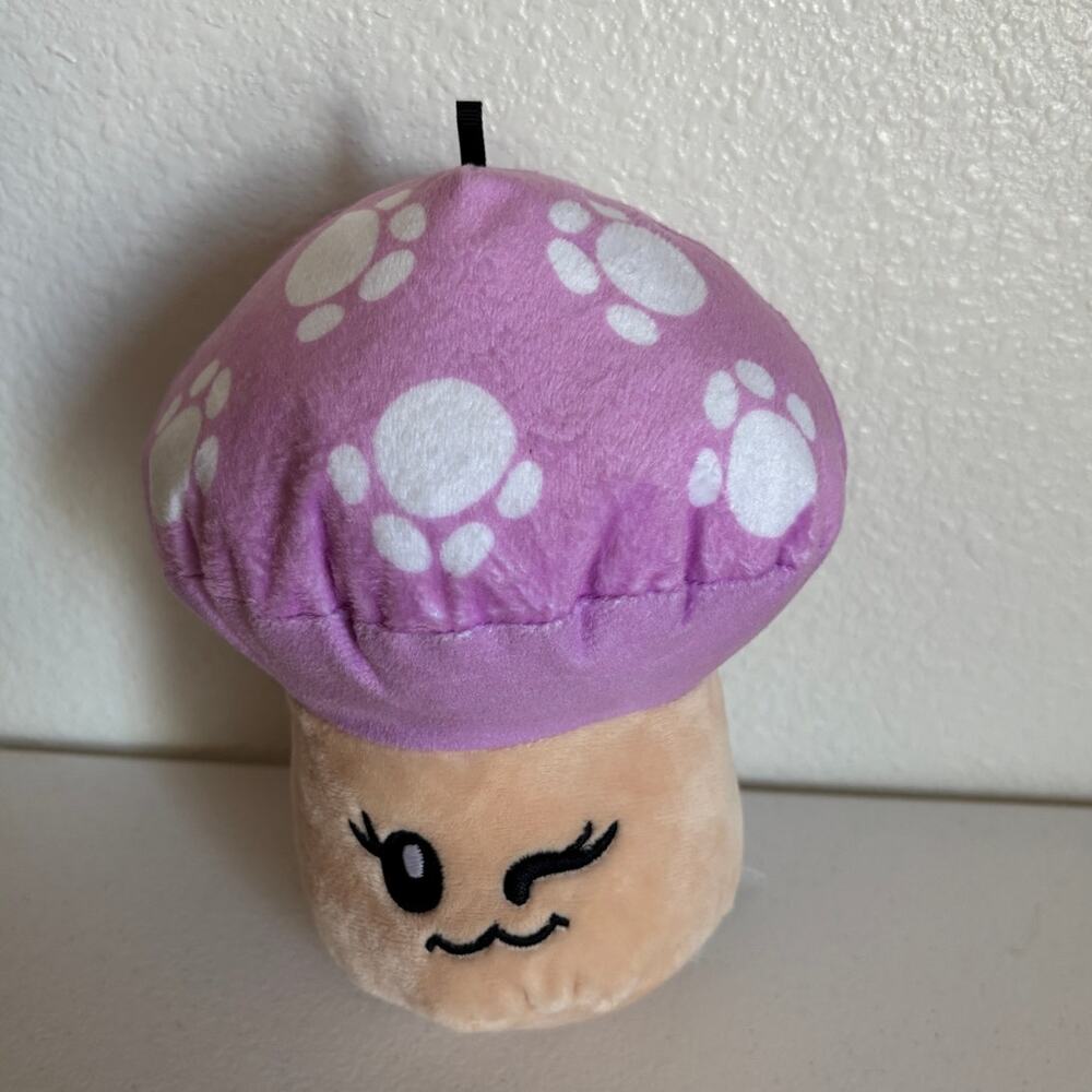 Snugarooz Magic The Mushroom Dog Toy Plush Squeaker Crinkle 7" Stuffed Purple